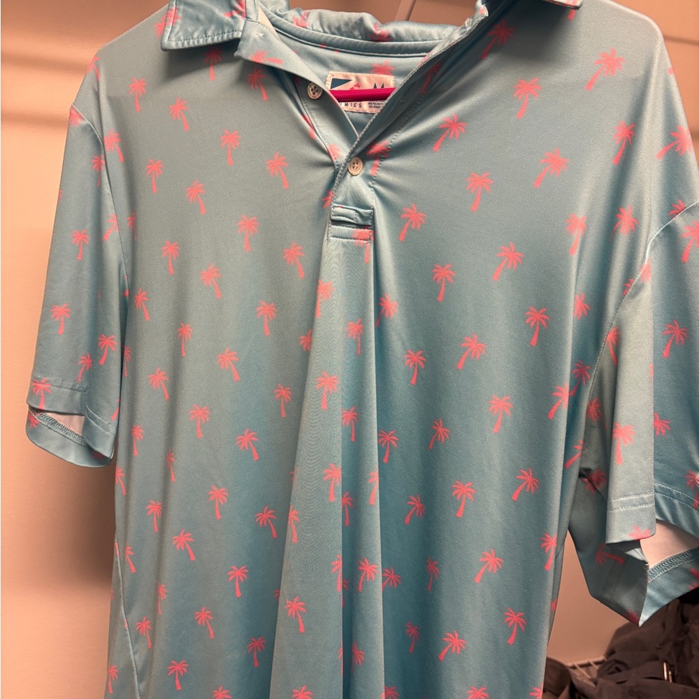 Men's Blue Palm Tree Shirt
